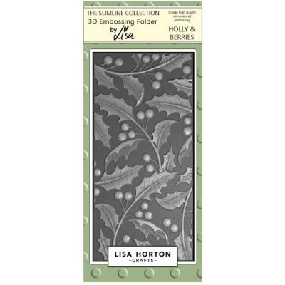 Lisa Horton Crafts 3D Embossing Folder - Holly And Berries